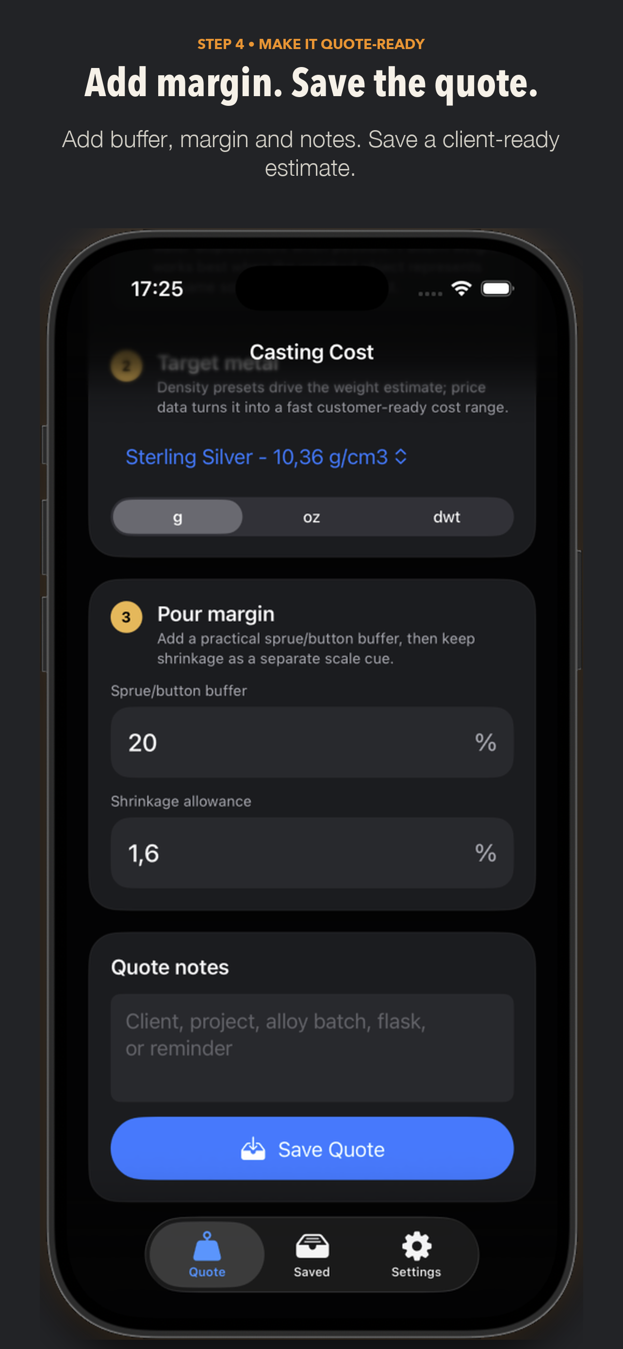 Add supplier premium, margin, and save quote